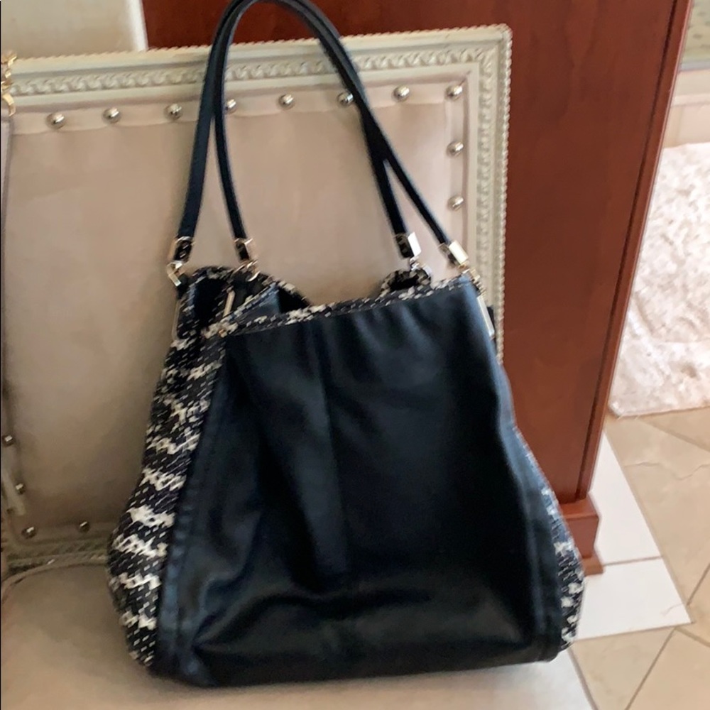 Coach black and white leather bag